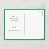 サンタハットに囲まれた犬たち動物たちが緑モダンを操る シーズンポストカード (裏面)