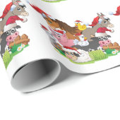 サンタハットに愛らしいクリスマスの農園動物 ラッピングペーパー (ロールコーナー)