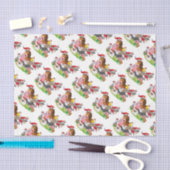 サンタハットに愛らしいクリスマスの農園動物 薄葉紙 (クラフト)