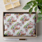 サンタハットに愛らしいクリスマスの農園動物 薄葉紙 (ギフト)