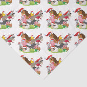 サンタハットに愛らしいクリスマスの農園動物 薄葉紙 (詳細)