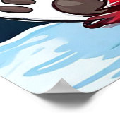 サンタハットに愛らしい漫画のホッキョクグマ ポスター (角)