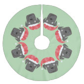 サンタハットに登場するかわいい黒犬 ブラッシュドポリエステルツリースカート (正面)