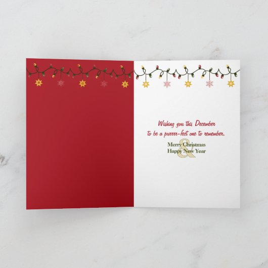 サンタハットに登場するクリスマスのラグドール猫 カード (内部)