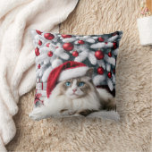 サンタハットに登場するクリスマスのラグドール猫 クッション (ブランケット)