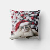 サンタハットに登場するクリスマスのラグドール猫 クッション (正面)