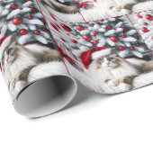 サンタハットに登場するクリスマスのラグドール猫 ラッピングペーパー (ロールコーナー)