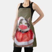 サンタハットに登場するメリークリスマスキャットと顔マスク エプロン (インサイチュ)