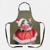サンタハットに登場するメリークリスマスキャットと顔マスク エプロン (正面)