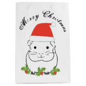 サンタハットに登場するメリークリスマスモルモット ミディアムペーパーバッグ (正面)
