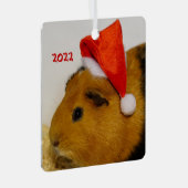 サンタハットに登場するメリークリスマスモルモット メタルオーナメント (正面右)