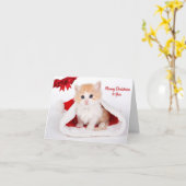 サンタハットに登場する可愛い猫にクリスマスをお祈り カード (黄色い花)