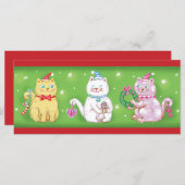 サンタハットに登場する、かわいいマンガのミュー・クリスマス猫 (正面/裏面)