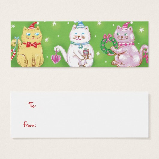 サンタハットに登場する、かわいいマンガのミュー・クリスマス猫 (正面&裏面)