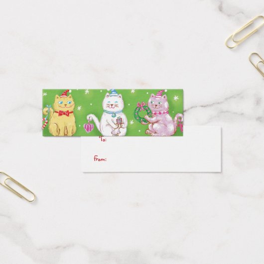 サンタハットに登場する、かわいいマンガのミュー・クリスマス猫 (オフィス)