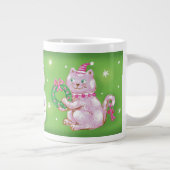 サンタハットに登場する、かわいいマンガのミュー・クリスマス猫 ジャンボコーヒーマグカップ (右)