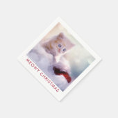 サンタハットに眠るクリスマスに休むかわいい子猫 スタンダードカクテルナプキン (角)