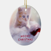 サンタハットに眠るクリスマスに休むかわいい子猫 セラミックオーナメント (右)