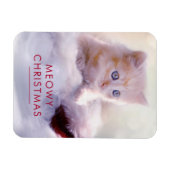 サンタハットに眠るクリスマスに休むかわいい子猫 マグネット (横)