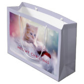 サンタハットに眠るクリスマスに休むかわいい子猫 ラージペーパーバッグ (裏面アングル)