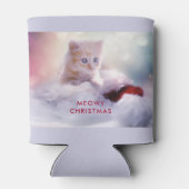 サンタハットに眠るクリスマスに休むかわいい子猫 缶クーラー (裏面)