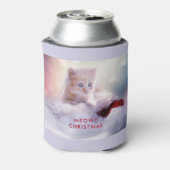 サンタハットに眠るクリスマスに休むかわいい子猫 缶クーラー (缶裏面)