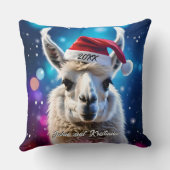 サンタハットに美しいラマ クッション (裏面)