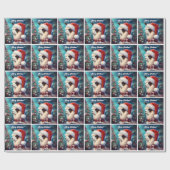 サンタハットに美しいラマ ラッピングペーパー (フラット)