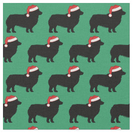 サンタハットのかわいいコルギのクリスマスドッグシルエット ファブリック