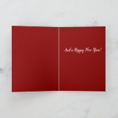 サンタハットのかわいいペンギンがユレチドサインを持つ シーズンカード (内部)