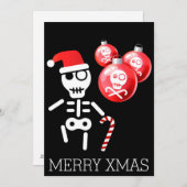 サンタハットのキャンディーケイン付きスケルトン シーズンカード (正面/裏面)