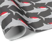 サンタハットのクリスマスおもしろいサメ ラッピングペーパー (ロールコーナー)