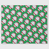 サンタハットのクリスマスかわいいバニー ラッピングペーパー (フラット)