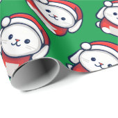 サンタハットのクリスマスかわいいバニー ラッピングペーパー (ロールコーナー)