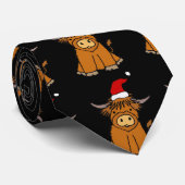 サンタハットのクリスマスにかわいい高地の牛 ネクタイ (ロール)