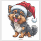 サンタハットのクリスマスに祝かわいい犬 シール (シート)
