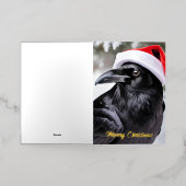 サンタハットのクリスマスに輝く 箔グリーティングカード (外側レイダウン)
