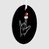 サンタハットのクリスマスを伴うアメリカの手話 オーナメント (正面)