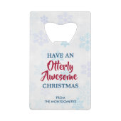 サンタハットのクリスマスを着たかわいいカワウソ クレジットカード栓抜き (裏面)