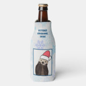 サンタハットのクリスマスを着たかわいいカワウソ ボトルクーラー (ボトル正面)