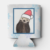 サンタハットのクリスマスを着たかわいいカワウソ 缶クーラー (裏面)