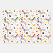 サンタハットのクリスマスを迎えるダルマティアの犬 ラッピングペーパーシート (正面3)