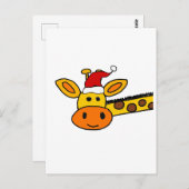 サンタハットのクリスマスアニメに登場するかわいいキリン ポストカード (正面/裏面)