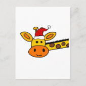サンタハットのクリスマスアニメに登場するかわいいキリン ポストカード (正面)