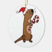 サンタハットのクリスマスアニメの可愛い海のオッター セラミックオーナメント (左)