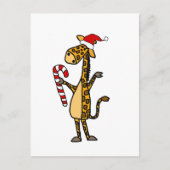 サンタハットのクリスマスアニメを着たかわいいキリン ポストカード (正面)