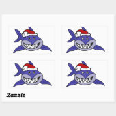 サンタハットのクリスマスアートを着た笑顔のサメ 長方形シール (シート)