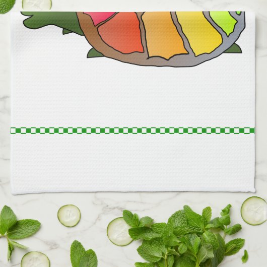 サンタハットのクリスマスカメパーソナライズされた キッチンタオル (折り畳み)