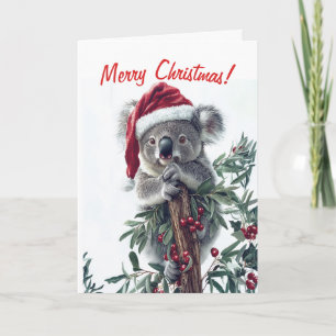 サンタハットのクリスマスカードにコアラ カード