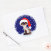 サンタハットのクリスマスキャット ラウンドシール (封筒)